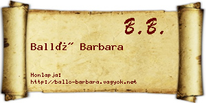 Balló Barbara névjegykártya